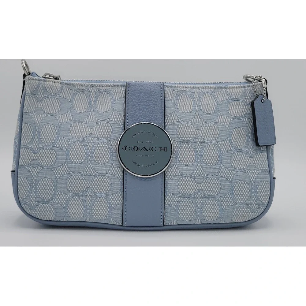 COACH Lonnie Crossbody Baguette Bag Signature Jacquard Marble/Blue Style 8306